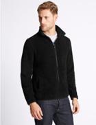 Marks & Spencer Textured Zipped Through Fleece Jacket Black