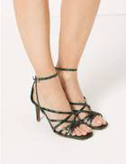 Marks & Spencer Stiletto Heel Ankle Strap Sandals Green Mix