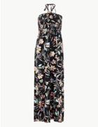 Marks & Spencer Floral Halter Neck Swing Dress Black Mix