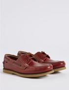 Marks & Spencer Extra Wide Fit Leather Lace-up Boat Shoes Tan
