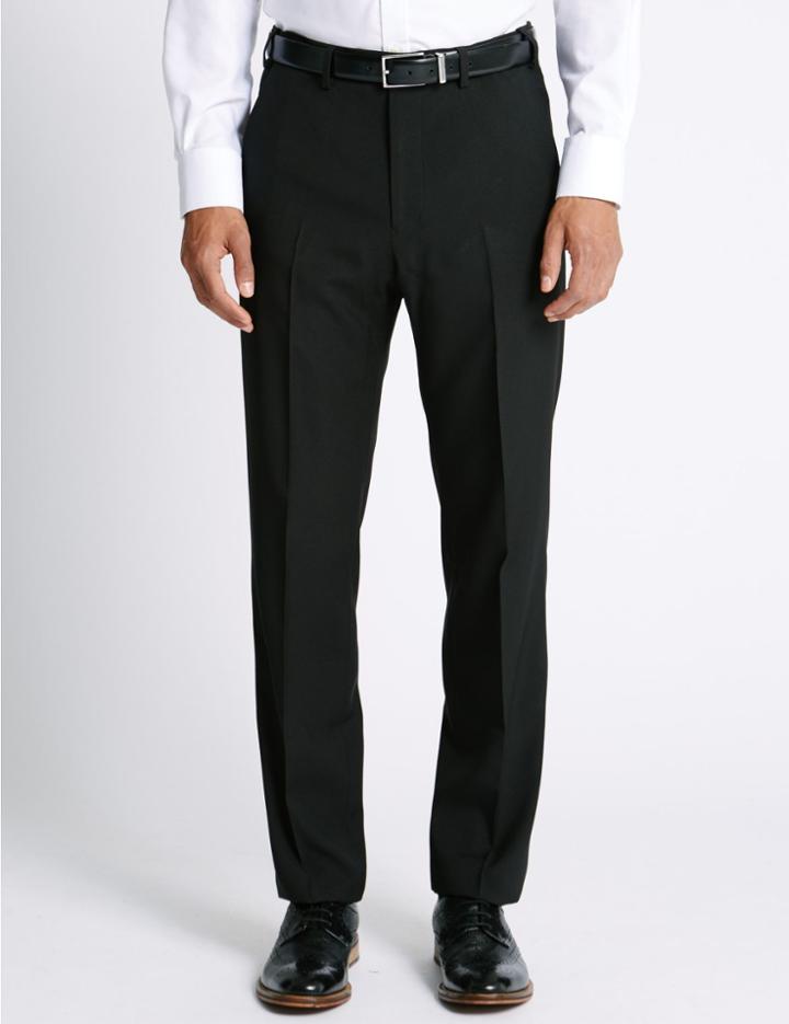 Marks & Spencer Regular Fit Flat Front Trousers Black
