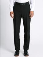 Marks & Spencer Regular Fit Flat Front Trousers Black