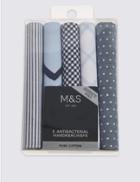 Marks & Spencer 5 Pack Pure Cotton Handkerchiefs With Sanitized Finish&reg; Blue