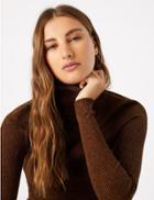 Marks & Spencer Ribbed Roll Neck Fitted Jumper Tan