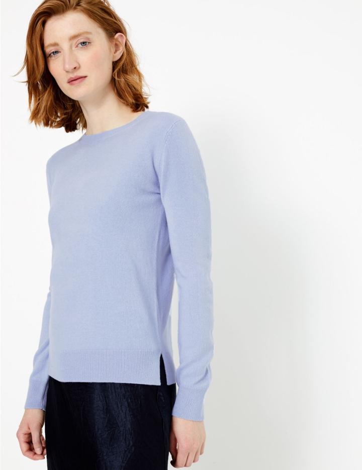Marks & Spencer Cashmilon&trade; Round Neck Jumper Cornflower