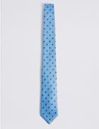 Marks & Spencer Pure Silk Spotted Tie Periwinkle