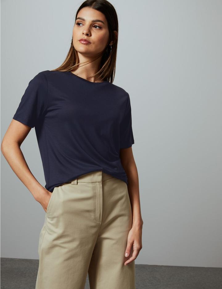 Marks & Spencer Round Neck Short Sleeve T-shirt Dark Navy