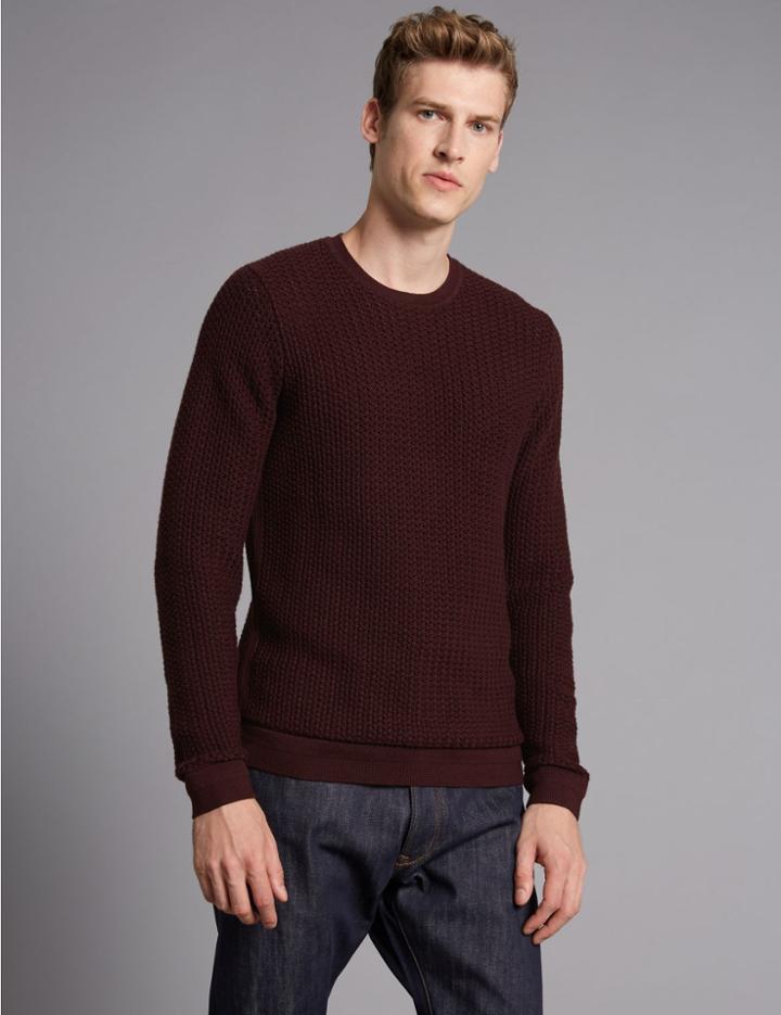 Marks & Spencer Supima&reg; Cotton Textured Jumper Raisin