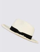 Marks & Spencer Fray Trim Banded Fedora Summer Hat Cream Mix