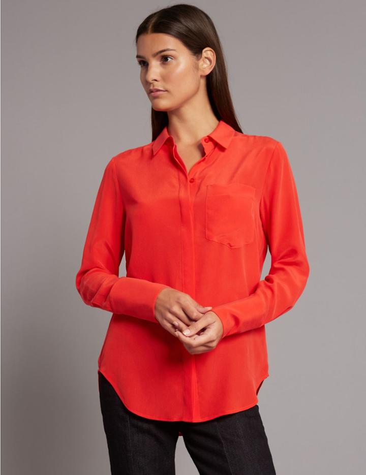 Marks & Spencer Pure Silk Long Sleeve Shirt Poppy