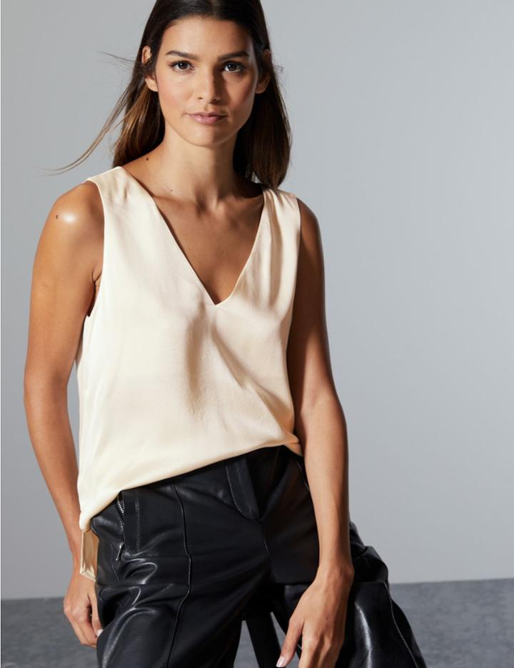 Marks & Spencer Pure Silk Sleeveless Vest Top Champagne