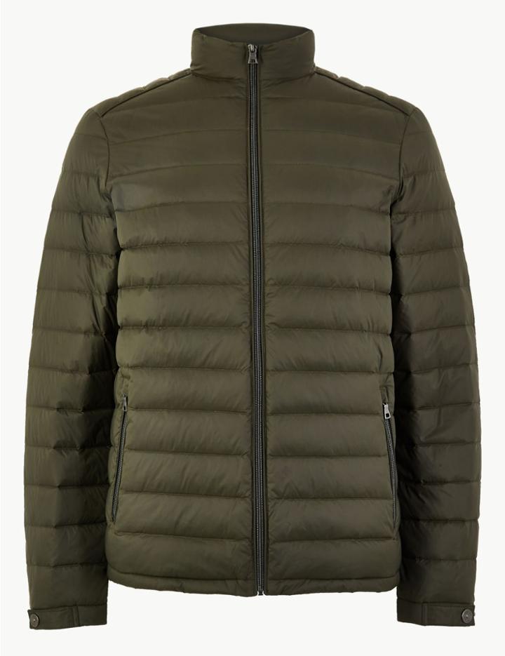 Marks & Spencer Down & Feather Jacket With Stormwear&trade; Dark Khaki