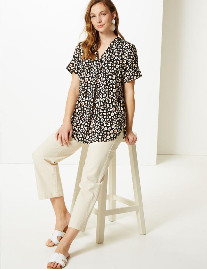 Marks & Spencer Animal Print Longline Tunic Black Mix
