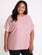 Marks & Spencer Curve Slash Neck Short Sleeve Blouse Bubblegum