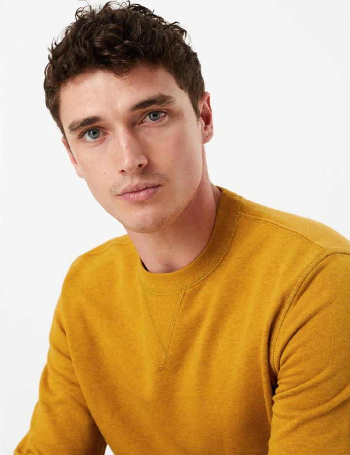 Marks & Spencer Cotton Crew Neck Sweatshirt Ochre