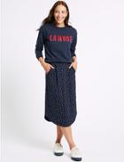 Marks & Spencer Spotted Jersey A-line Skirt Navy Mix