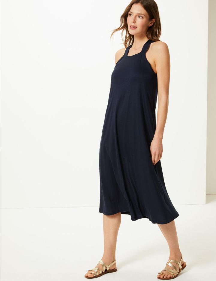 Marks & Spencer Square Neck Swing Midi Dress Navy