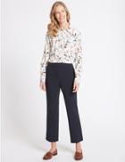 Marks & Spencer Elastic Back Straight Leg Trousers Navy