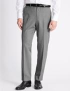 Marks & Spencer Grey Textured Tailored Fit Trousers Light Grey