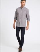 Marks & Spencer Cotton Rich Checked Oxford Shirt With Pocket Orange Mix