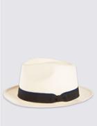 Marks & Spencer Trilby Tipped Band Summer Hat Soft White
