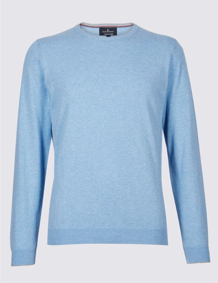 Marks & Spencer Cotton Cashmere Rich Jumper Light Blue