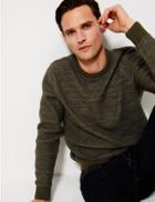 Marks & Spencer Pure Cotton Two Tone Jumper Khaki