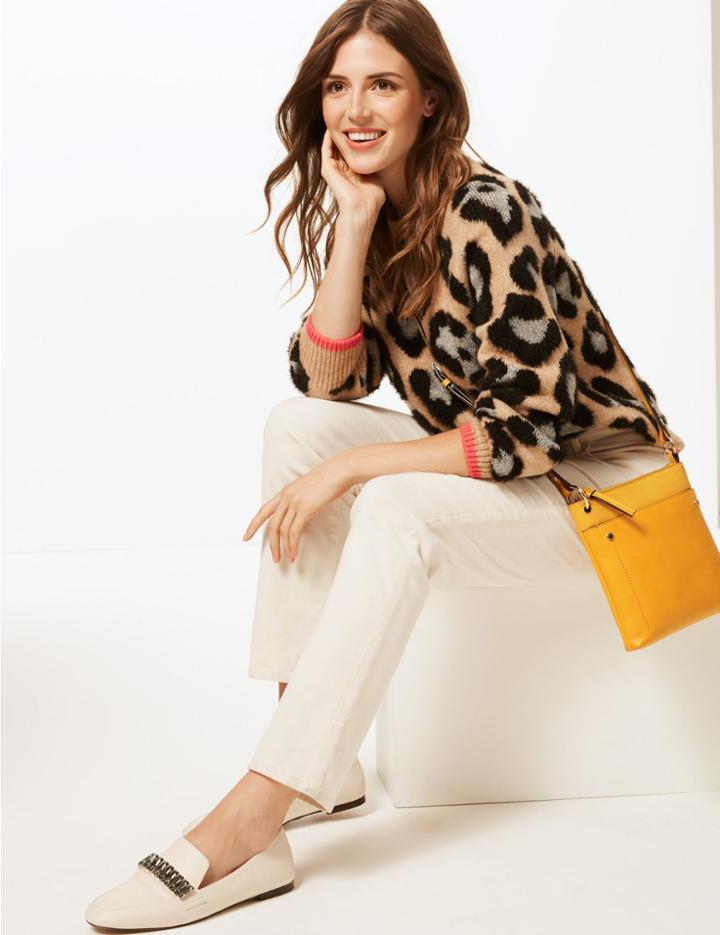 Marks & Spencer Faux Leather Front Pocket Cross Body Bag Ochre