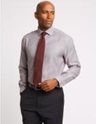 Marks & Spencer Pure Cotton Tailored Fit Textured Shirt Red Mix