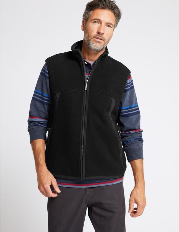 Marks & Spencer Textured Fleece Gilet With Stormwear&trade; Black