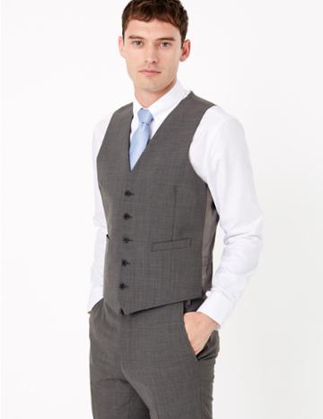 Marks & Spencer The Ultimate Grey Slim Fit Waistcoat Grey