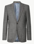 Marks & Spencer Grey Checked Tailored Fit Jacket Grey