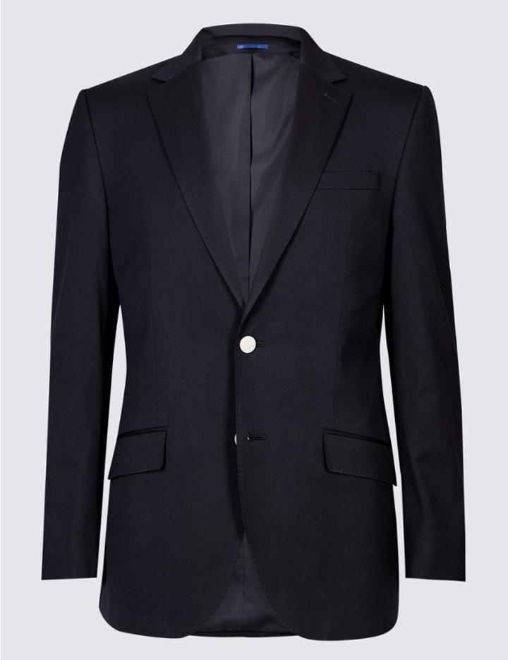 Marks & Spencer Textured Regular Fit Jacket Navy