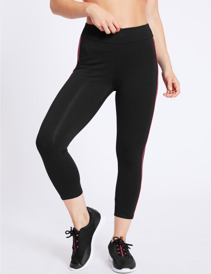 Marks & Spencer Cotton Rich Cropped Leggings With Cool Comfort™ Technology Black Mix