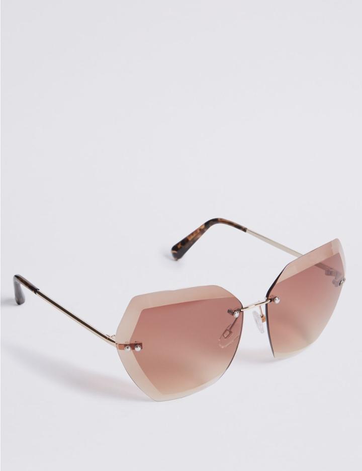 Marks & Spencer Rimless Butterfly Square Sunglasses Gold Mix