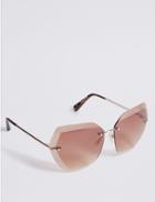 Marks & Spencer Rimless Butterfly Square Sunglasses Gold Mix