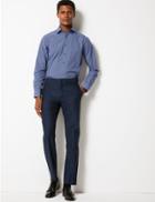 Marks & Spencer Slim Fit Linen Blend Flat Front Trousers Navy