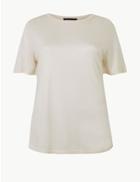 Marks & Spencer Round Neck Mercerised Short Sleeve T-shirt Ivory