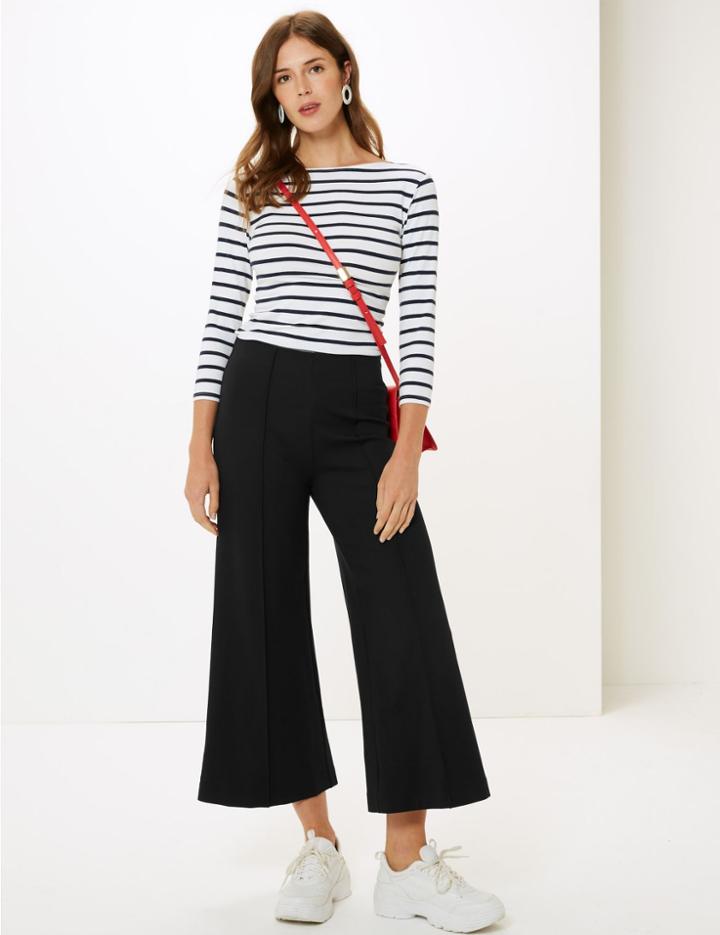 Marks & Spencer Ponte Wide 7/8th Leg Trousers Black