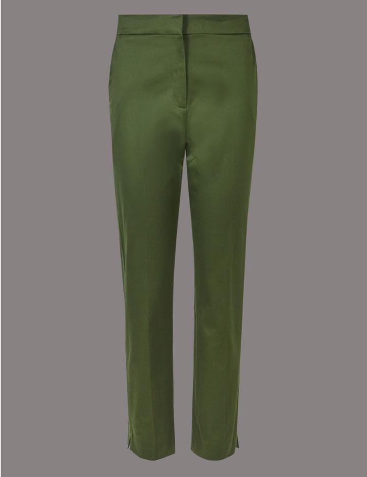 Marks & Spencer Cotton Rich Split Hem Trousers Black