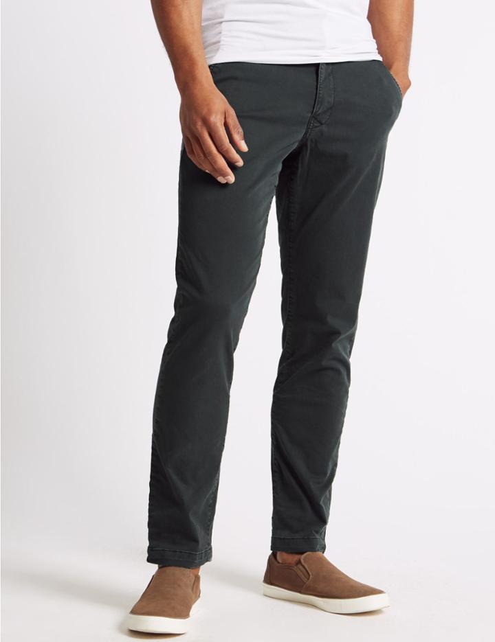 Marks & Spencer Slim Fit Cotton Rich Chinos Charcoal