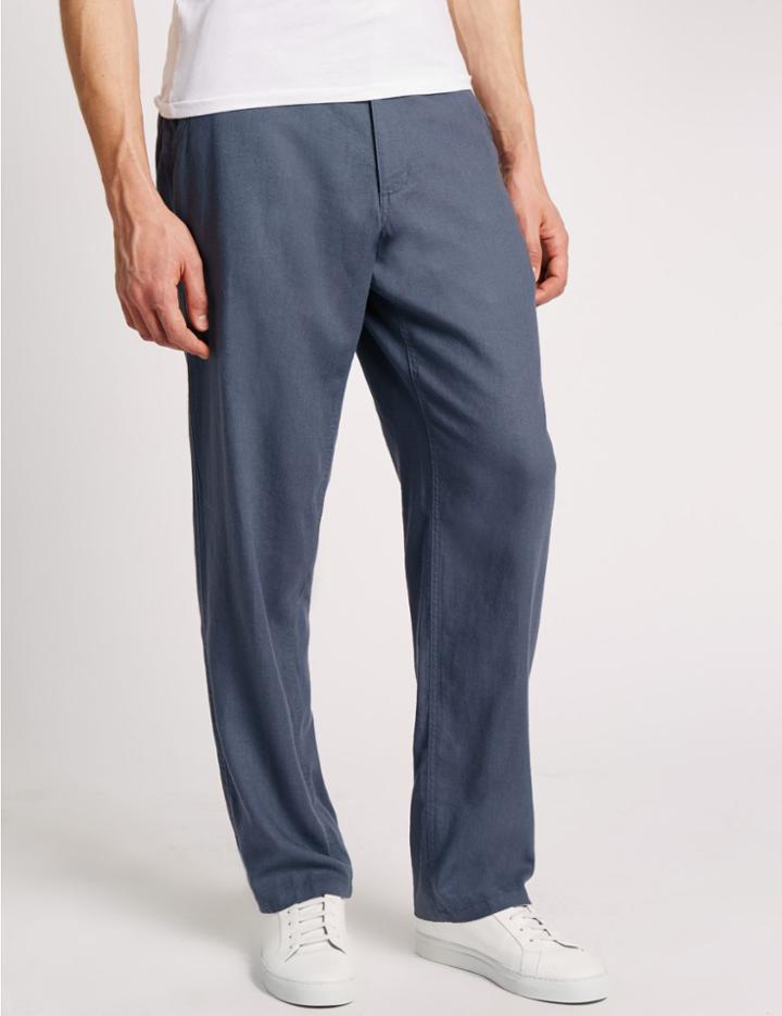 Marks & Spencer Regular Fit Linen Blend Chinos Grey