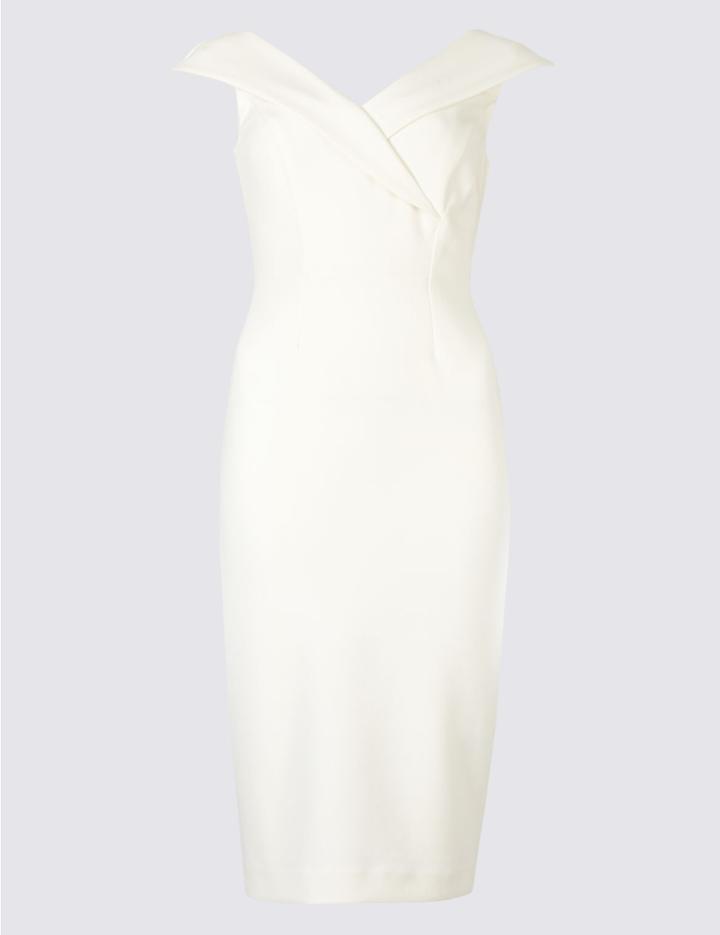 Marks & Spencer Petite Short Sleeve Bodycon Dress Ivory
