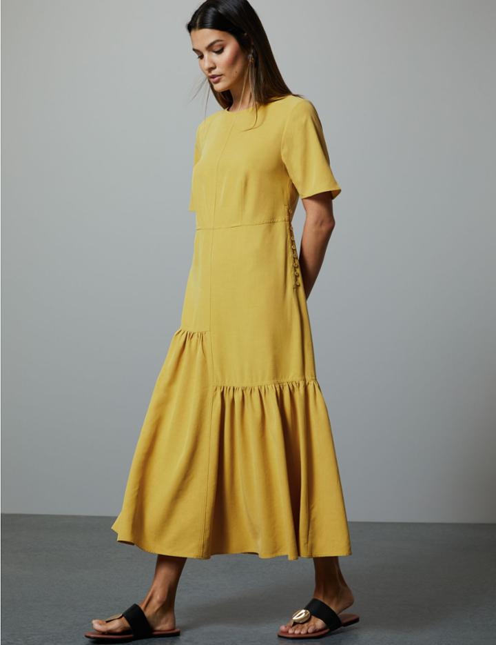 Marks & Spencer Asymmetric Relaxed Midi Dress Light Citrus