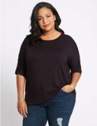 Marks & Spencer Curve Hem Half Sleeve T-shirt Black