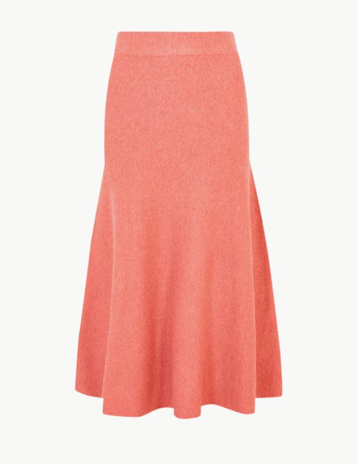 Marks & Spencer Knitted Fit & Flare Skirt Cinnamon Blush