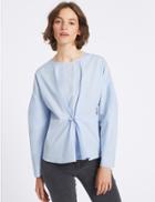 Marks & Spencer Pure Cotton Pearl Waist Shell Top Chambray