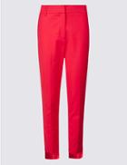 Marks & Spencer Cotton Blend Step Hem Slim Leg Trousers Red