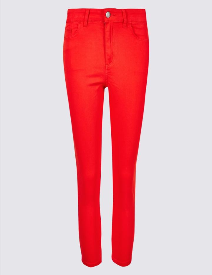 Marks & Spencer Mid Rise Super Skinny Leg Cropped Jeans Chilli