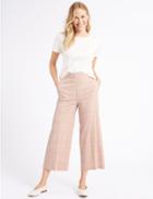 Marks & Spencer Checked Cropped Wide Leg Trousers Pink Mix